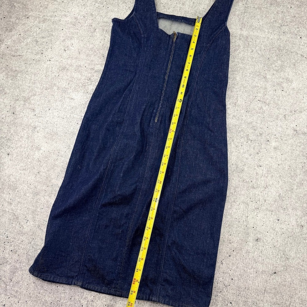 J Crew Blue Denim Midi Dress Back Zip Sleeveless Front Slit Dress Womens Size 6 - Picture 9 of 9